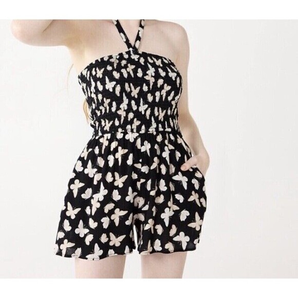 Lily Rose Pants - Lily rose juniors small Romper Butterfly Black Shorts Halter